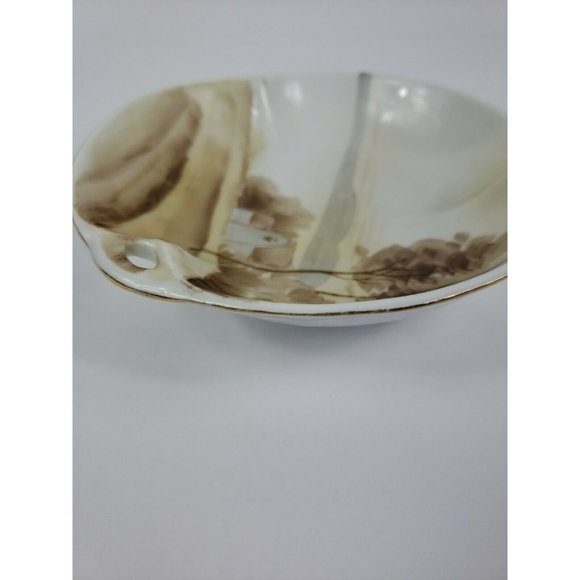Vintage Hand Painted Gold Border Nippon Nut Candy Bowl Farm House - Picture 3 of 7